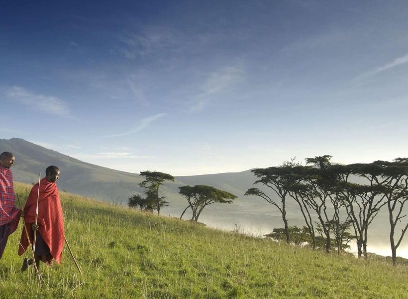 ngorongoro crater with maasai people